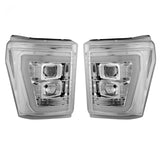 Ford Super Duty F250/350/450/550 11-16 Projector Headlights OLED Halos & DRL Clear/Chrome