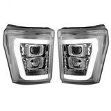 Ford Super Duty F250/350/450/550 11-16 Projector Headlights OLED Halos & DRL Clear/Chrome