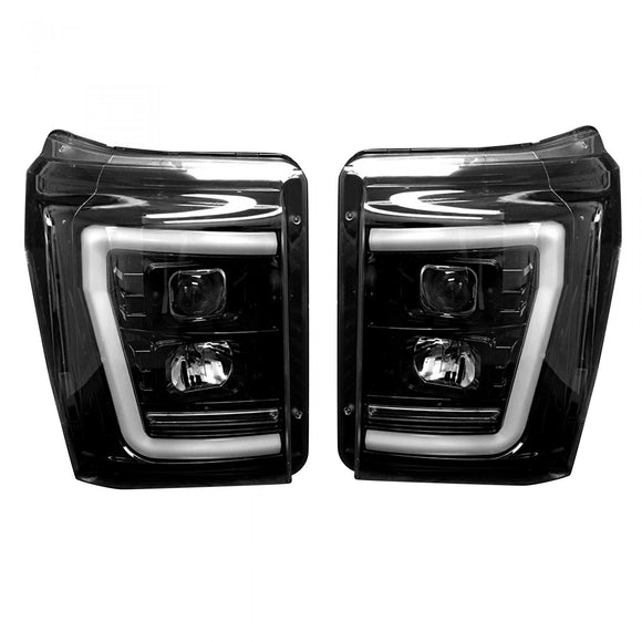 Driver Side Halogen Headlight Assembly For 2020-2022 Ford Super Duty F250/F350/F450 - Chrome Housing, Clear Lens, H13